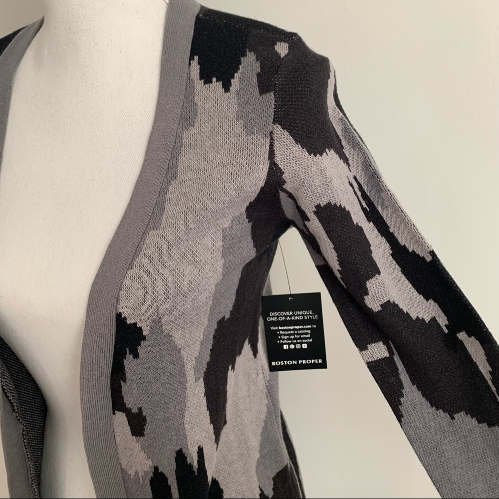 NWT Boston Proper Camouflage Duster Long Line Open Cardigan Sz XXS - Picture 9 of 13